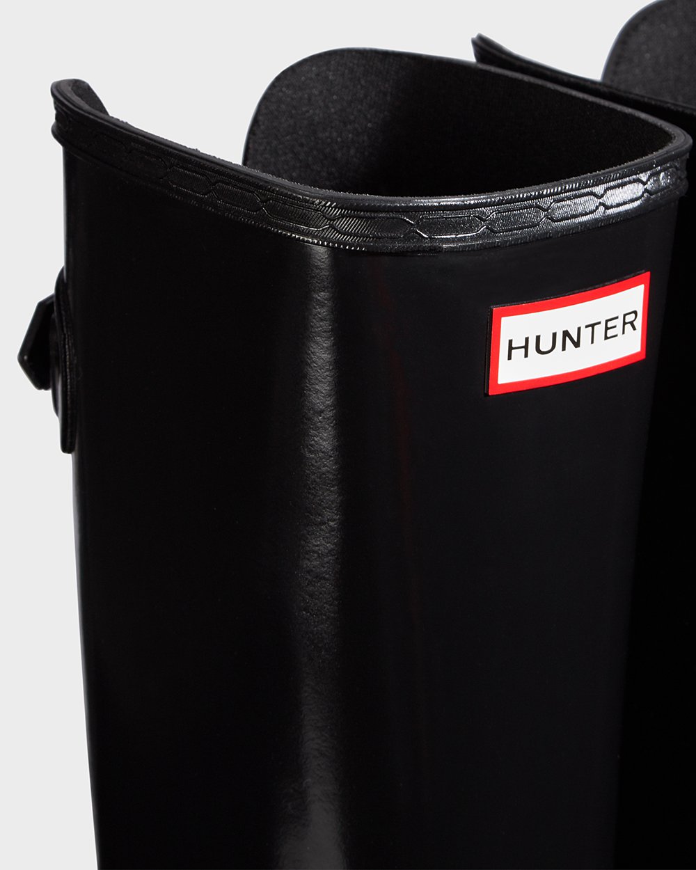 Women Hunter Refined Adjustable Gloss | Tall Rain Boots Black | NZ-76942-BPLR